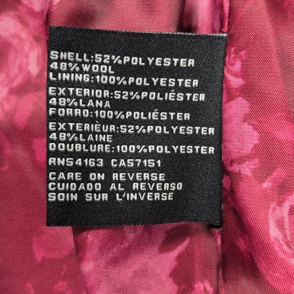 Guess Wool Blend Coat Women M Burgundy Asym Zip Fit Flare Moto Jacket Lined - Picture 16 of 16